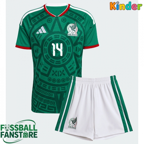Mexiko Erick Sanchez #14 Replik Heimtrikot Kinder WM 2026 Kurzarm (+ Kurze Hosen)